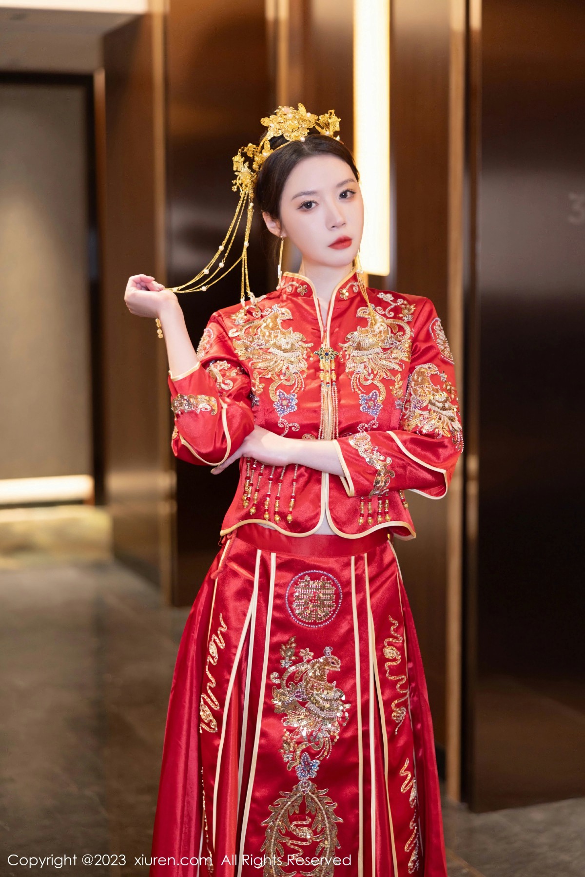 [XiuRen秀人网] 2023.12.05 No.7766 梦心玥 性感红色中式婚服 安吉旅拍写真 [88+1P]