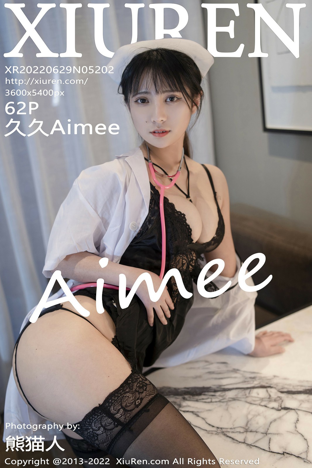 [XiuRen秀人网] 2022.06.29 No.5202 久久Aimee 白衣天使 黑丝诱惑 性感写真 [62+1P]