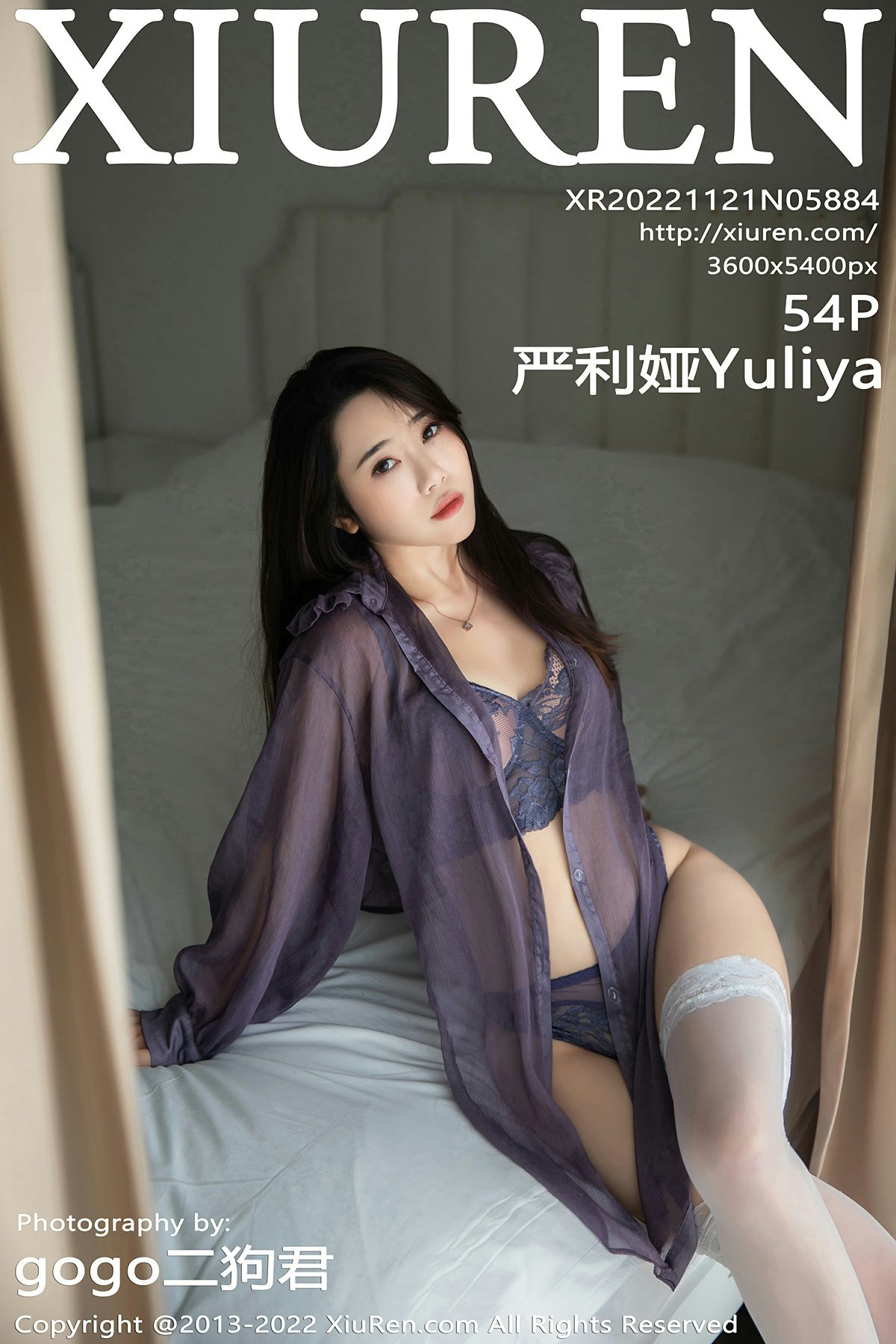 [XiuRen秀人网] 2022.11.21 No.5884 严利娅Yuliya 暗紫色薄纱情趣内衣 性感写真 [54+1P]