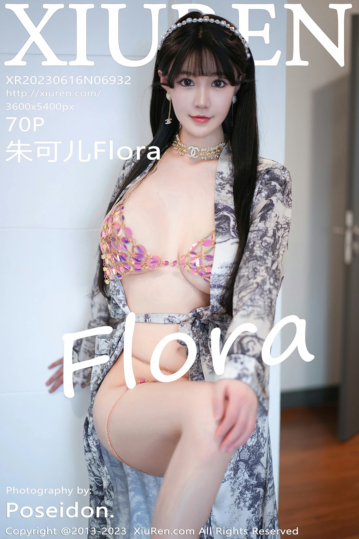 [XiuRen秀人网] 2023.06.16 No.6932 朱可儿Flora 灰色睡袍 花色内衣 性感写真 [70+1P]